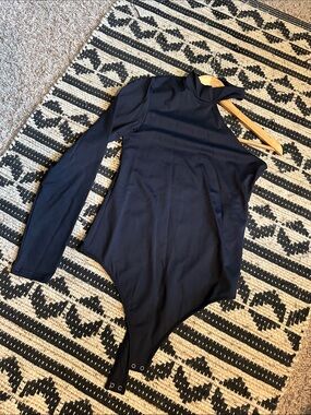 Abercrombie Black One-Shoulder Long Sleeve Bodysuit
